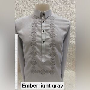 Modern Barong Ember Light Gray Men's Embroidered Shirt